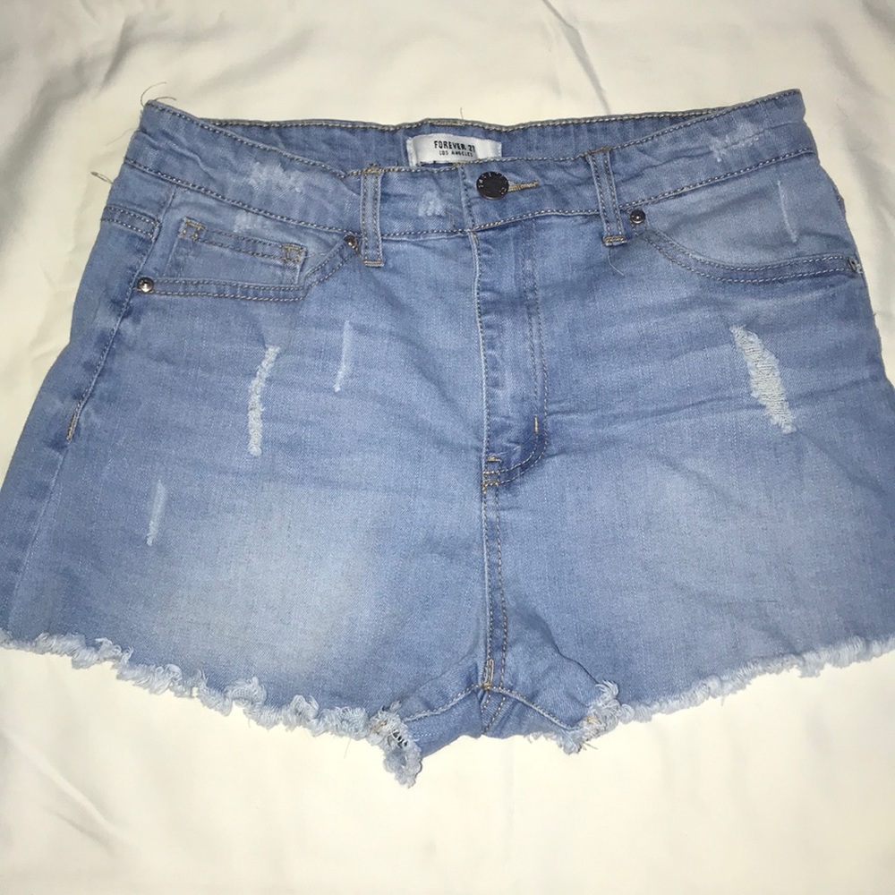 Forever21 High waisted light blue jean shorts